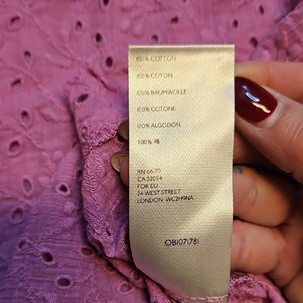 Free People Madison Eyelet Blouse In Orchid - Picture 7 of 11